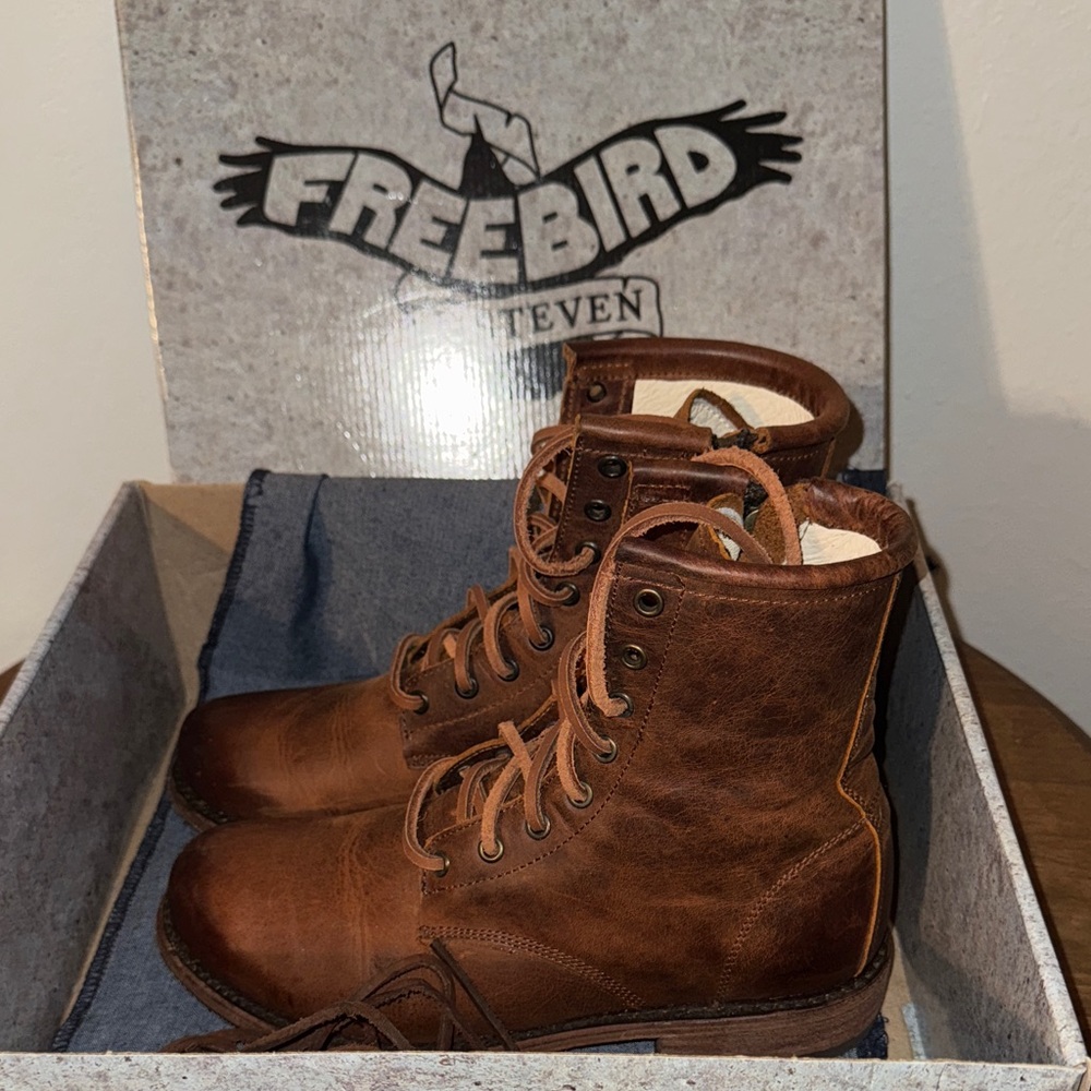 Freebird by Steven brown Leather Boots Manchester cognac size 9